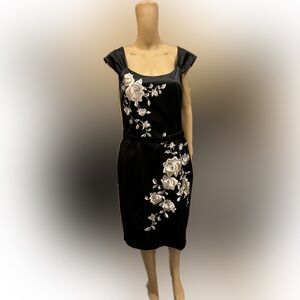 WHITE HOUSE BLACK MARKET Embroidered Cocktail Midi Dress SZ 10